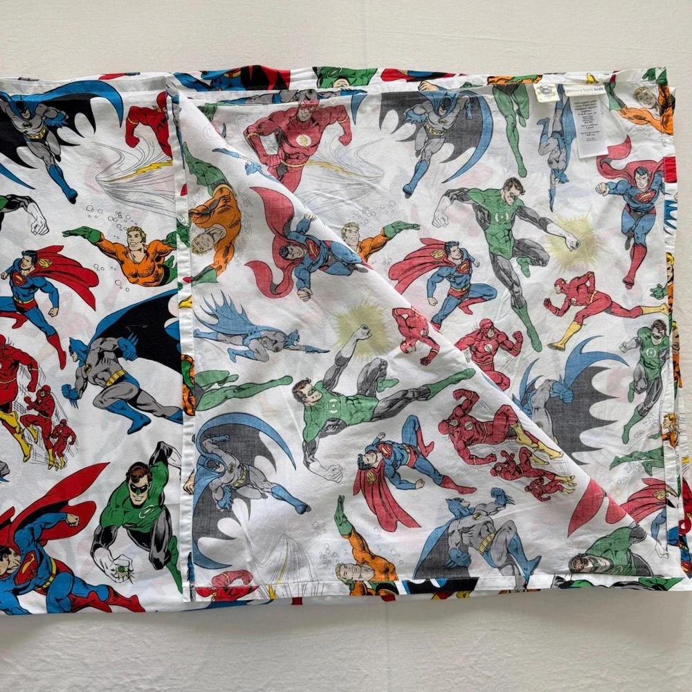 Pottery Barn Kids DC Justice League Twin Flat Sheet Batman Superman Organic